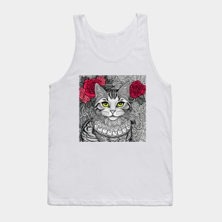 A sketch of cat with intricate details Tank Top